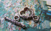 Accessories - 20 Sets Antique Silver Flower Heart Toggle Clasps A5075