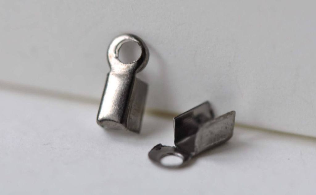 Accessories - 200 Pcs Gunmetal Black Fold Over Crimp Head Clasps 3x6mm A2135