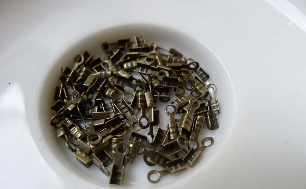 Accessories - 200 Pcs Of Antique Bronze Tiny Fold Over Crimp Head Clasps 7mm A6604