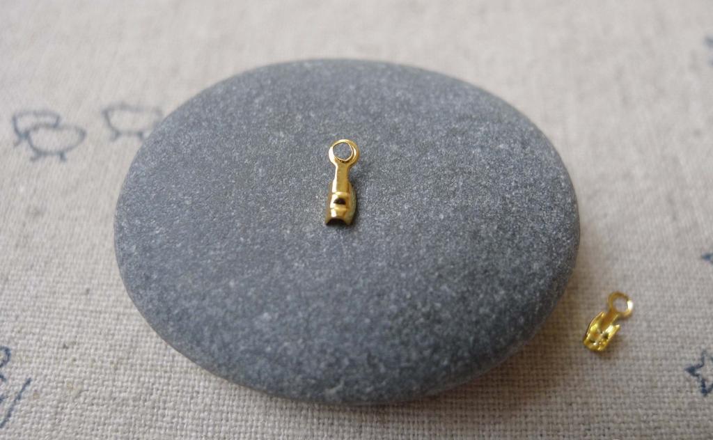 Accessories - 200 Pcs Of Gold Tone Tiny Fold Over Crimp Head Clasps 7mm A7232