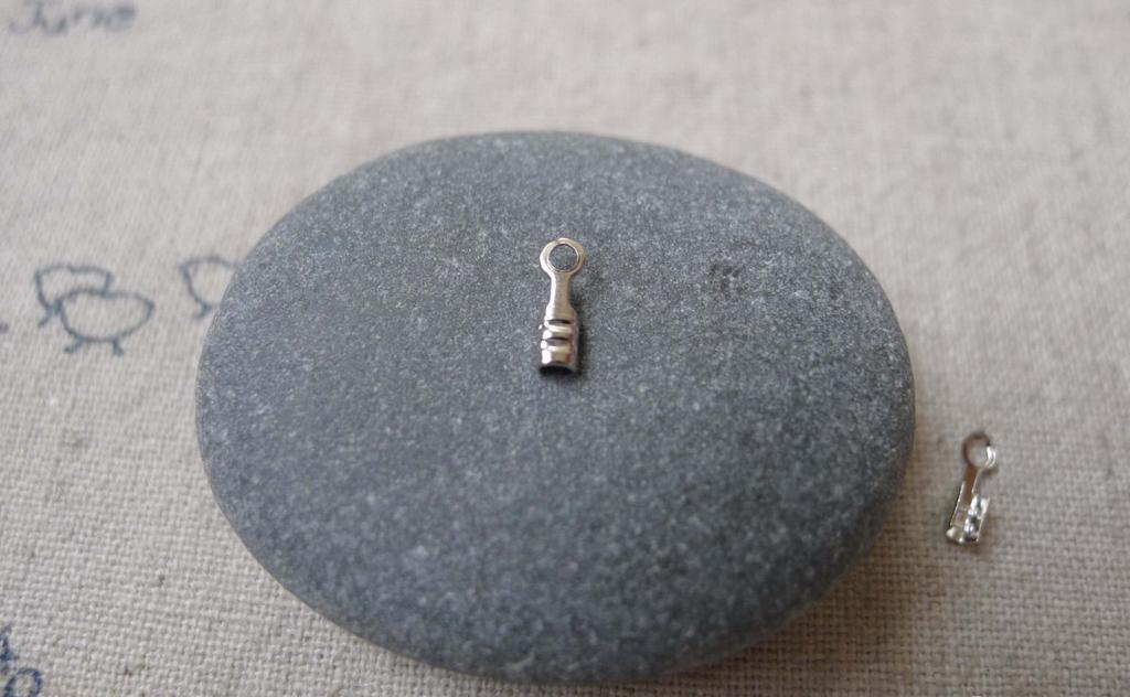 Accessories - 200 Pcs Of Silvery Gray Nickel Tone Tiny Fold Over Crimp Head Clasps 7mm A7233
