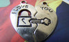 Accessories - 3 Sets (6 Pcs) Of Antique Silver Lock Heart Charms Pendants 15x30mm A578