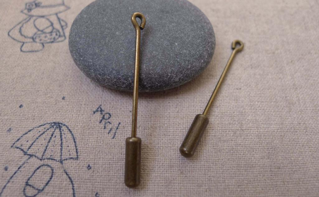 Accessories - 30 Pcs Antique Bronze Brass Eyepin Pin Clutch Brooch 40mm A7408