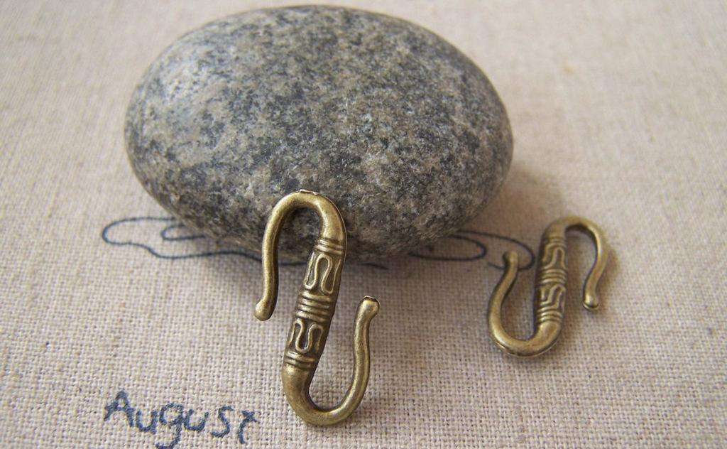 Accessories - 30 Pcs Antique Bronze Textured S Hook Clasps 12x22mm A5230