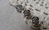 Accessories - 30 Pcs Antique Silver Plum Flower Rondelle Beads 3x10mm Double Sided A7240