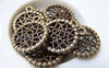 Accessories - 30 Pcs Of Antique Bronze Filigree Round Flower Charms 16mm A5760