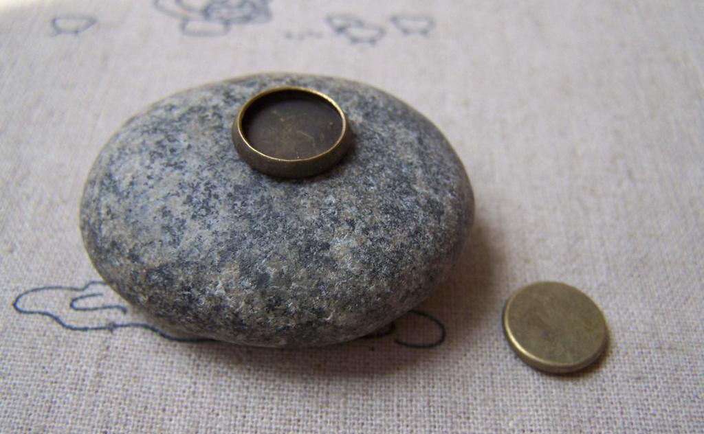 Accessories - 30 Pcs Of Antique Bronze Round Bezel Base Settings Match 10mm Cab A4994