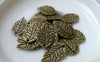 Accessories - 30 Pcs Of Antique Bronze Textured Leaf Charms 11x18mm A5463