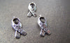 Accessories - 30 Pcs Of Antique Silver Hope Red Ribbon Charms 17mm A1318