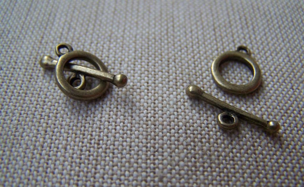 Accessories - 30 Sets Of Antique Bronze Smooth Round Toggle Clasps A222
