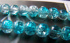 Accessories - 31 Inches Strand (100 Pcs) Blue Color Crackle Glass Beads 8mm A3906