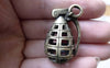 Accessories - 3D Grenade Pendants Antique Bronze Charms 23x34mm Set Of 2 Pcs A6032