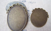 Accessories - 4 Pcs Antique Bronze Oval Cameo Base Settings Match 32x48mm Cabochon A3529