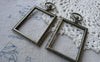 Accessories - 4 Pcs Antique Bronze Rectangular Pocket Watch Frame Base Pendants A7780