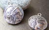 Accessories - 4 Pcs Antique Silver Classic Lady And Bird Round Pendants Charms 22mm A4631