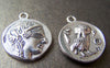 Accessories - 4 Pcs Antique Silver Classic Lady And Bird Round Pendants Charms 22mm A4631