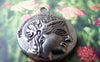 Accessories - 4 Pcs Antique Silver Classic Lady And Bird Round Pendants Charms 22mm A4631
