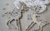 Accessories - 4 Pcs Antique Silver Flat Deer Pendant 28x60mm A4300