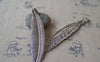 Accessories - 4 Pcs Antique Silver Super Large Feather Pendants 10x105mm A4246