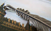 Accessories - 4 Pcs Antique Silver Super Large Feather Pendants 10x105mm A4246