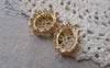 Accessories - 4 Pcs Matte Gold Tone Brass Oval Filigree Flower Base Settings Connector Match 13x18mm Cameo A7150