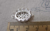 Accessories - 4 Pcs Matte Silver Tone Brass Oval Filigree Flower Base Settings Connector Match 13x18mm Cameo A7155