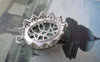 Accessories - 4 Pcs Matte Silver Tone Brass Oval Filigree Flower Base Settings Connector Match 13x18mm Cameo A7155