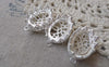 Accessories - 4 Pcs Matte Silver Tone Brass Oval Filigree Flower Base Settings Connector Match 13x18mm Cameo A7155