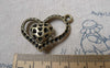 Accessories - 4 Pcs Of Antique Bronze 3D Filigree Heart Pendants Charms 26x37mm A7247