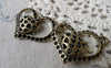 Accessories - 4 Pcs Of Antique Bronze 3D Filigree Heart Pendants Charms 26x37mm A7247