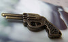 Accessories - 4 Pcs Of Antique Bronze 3D Handgun Charms Pendants 23x63mm A1215