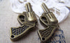Accessories - 4 Pcs Of Antique Bronze 3D Handgun Charms Pendants 23x63mm A1215