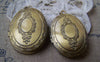 Accessories - 4 Pcs Of Antique Bronze Brass Cross Oval Concave Photo Lockets 30mm A3540