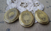 Accessories - 4 Pcs Of Antique Bronze Brass Cross Oval Flat Photo Locket Charms 22x29mm A3545