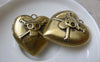 Accessories - 4 Pcs Of Antique Bronze Brass Pirate Heart Photo Locket Charms 34mm A7008