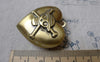 Accessories - 4 Pcs Of Antique Bronze Brass Pirate Heart Photo Locket Charms 34mm A7008