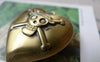 Accessories - 4 Pcs Of Antique Bronze Brass Pirate Heart Photo Locket Charms 34mm A7008