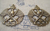 Accessories - 4 Pcs Of Antique Bronze Crown Eagle Badge Charms Pendants 49mm A1622
