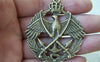 Accessories - 4 Pcs Of Antique Bronze Crown Eagle Badge Charms Pendants 49mm A1622