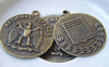 Accessories - 4 Pcs Of Antique Bronze Eagle Badge Round Pendant Charms 32x37mm A4808