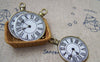 Accessories - 4 Pcs Of Antique Bronze Enamel Clock Charms Size 31x39mm A474