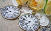 Accessories - 4 Pcs Of Antique Bronze Enamel Clock Charms Size 31x39mm A474