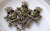 Accessories - 4 Pcs Of Antique Bronze Filigree 3D Robot Charms Pendants 24x45mm A702