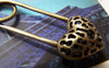 Accessories - 4 Pcs Of Antique Bronze Filigree Heart Lock Charms Connectors 20x50mm A2871