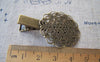 Accessories - 4 Pcs Of Antique Bronze Filigree Round Hair Clips 31x45mm A2380