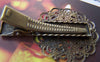 Accessories - 4 Pcs Of Antique Bronze Filigree Round Hair Clips 31x45mm A2380
