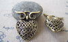 Accessories - 4 Pcs Of Antique Bronze Huge Filigree 3D Owl Pendants 26x36mm A1873