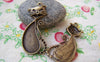 Accessories - 4 Pcs Of Antique Bronze Lovely Bezel Cat Charms 19x38mm A2080