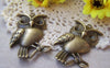 Accessories - 4 Pcs Of Antique Bronze Lovely Owl Charms Pendants 30x57mm A133