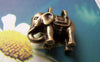 Accessories - 4 Pcs Of Antique Bronze Two Hole Elephant Pendants Charms 18x20mm A608